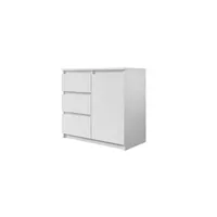 commode bestmobilier luna - commode 3 tiroirs - blanc - 80 cm - style contemporain - blanc