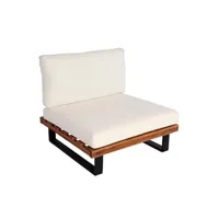 salon de jardin mendler fauteuil lounge hwc-h54 bois acacia certifié mvg marron rembourrage blanc crème