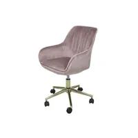 fauteuil de bureau mendler chaise de bureau hwc-j62 velours avec accoudoirs pied doré rose