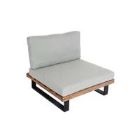 salon de jardin mendler fauteuil lounge hwc-h54 bois acacia marron clair rembourrage gris clair