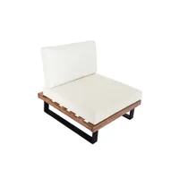 salon de jardin mendler fauteuil lounge hwc-h54 marron clair, rembourrage blanc crème