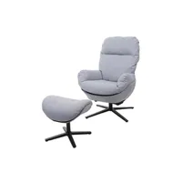 fauteuil de relaxation mendler fauteuil relax + pouf hwc-l12 métal tissu/textile gris clair
