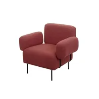 fauteuil de salon mendler fauteuil lounge hwc-l83, fauteuil cocktail fauteuil rembourré, tissu bouclé/textile métal vieux rose