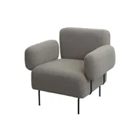 fauteuil de salon mendler fauteuil lounge hwc-l83, fauteuil cocktail fauteuil rembourré, tissu bouclé/textile métal gris