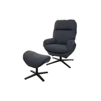 fauteuil de relaxation mendler fauteuil relax + pouf hwc-l12 fauteuil à bascule métal tissu/textile gris foncé