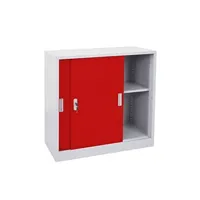 armoire à dossiers boston hwc-f41 avec portes coulissantes 90x90x45cm rouge