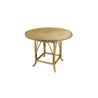 table de jardin aubry gaspard - table ronde en rotin patiné et coloré surabaya ø 100