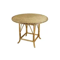 table de jardin aubry gaspard - table ronde en rotin patiné et coloré surabaya ø 120
