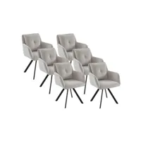 chaise vente-unique.com lot de 6 chaises avec accoudoirs en tissu et métal noir - crème - zolevy