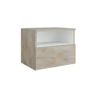 table de chevet altobuy nino light - chevet 1 tiroir blanc et effet bois clair -