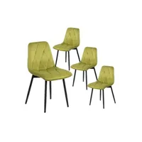 chaise altobuy gosso - lot de 4 chaises capitonnées tissu vert clair -