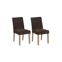 chaise altobuy bassy - lot de 2 chaises capitonnées marron et pieds bois -