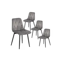 chaise altobuy gosso - lot de 4 chaises capitonnées tissu gris -