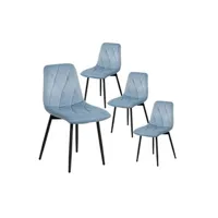chaise altobuy gosso - lot de 4 chaises capitonnées tissu bleu ciel -