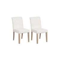 chaise altobuy bassy - lot de 2 chaises capitonnées blanches et pieds bois -