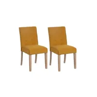 chaise altobuy bassy - lot de 2 chaises capitonnées jaunes et pieds bois -