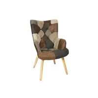 fauteuil de salon altobuy melo - fauteuil patchwork motifs nuances de marron -