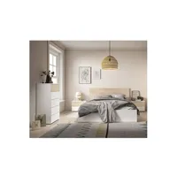 chambre complète adulte altobuy ilona - chambre 140x190cm lit + chevets + chiffonnier effet chêne clair et blanc mat -