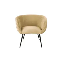 fauteuil de salon leitmotiv - fauteuil en velours majestic - beige