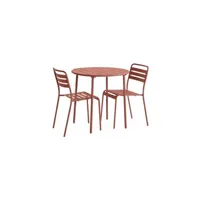 table de jardin sweeek table de jardin métal terracotta amélia avec 2 chaises traitement antirouille