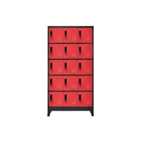armoire à casiers anthracite et rouge 90x40x180 cm acier