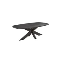 alpha - table repas ovale 200cm aspect bois noir piètement araignée métal noir -