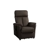 fauteuil de relaxation altobuy adam - fauteuil relax electrique simili cuir brun -