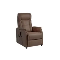 fauteuil de relaxation altobuy kyle - fauteuil relax electrique simili cuir brun -