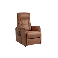 fauteuil de relaxation altobuy kyle - fauteuil relax electrique simili cuir camel -
