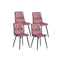 chaise altobuy carine - lot de 4 chaises capitonnées rose pieds bois -