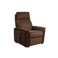 fauteuil de relaxation altobuy brian - fauteuil relax electrique suédine brun -
