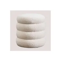pouf sklum pouf avec rangement en chenille jutson blanc 50 cm
