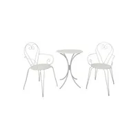 salon de jardin generique set table de jardin romantique en fer forgé 60 cm 2 fauteuils blanc