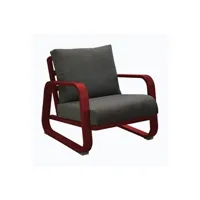 fauteuil de jardin proloisirs fauteuil détente antonino sofa en aluminium/coussins - rouge/gris