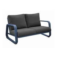 canapé d'extérieur proloisirs canapé 2.5 places antonino sofa en aluminium/coussins - bleu/gris