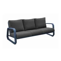canapé d'extérieur proloisirs canapé 3 places antonino sofa en aluminium/coussins - bleu/gris