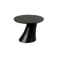 table d'appoint altobuy maala - bout de canapé noir plateau céramique marbré pied en abs -