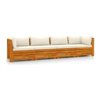 canapé de jardin meuble extérieur 4 places avec coussins bois d'acacia massif 02_0013237