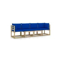 canapé de jardin meuble extérieur 4 places avec coussins bleu 02_0013235