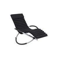 chaise longue - transat vente-unique.com chaise longue d'extérieur avec coussin acier noir 02_0011886