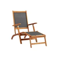 chaise longue - transat vente-unique.com chaise longue transat d'extérieur bois d'acacia massif et textilene 02_0011890