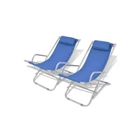chaise longue - transat vente-unique.com chaises inclinables de terrasse 2 pcs acier bleu 02_0011902