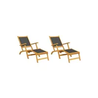 chaise longue - transat vente-unique.com chaises longues transat d'extérieur 2 piècs acacia massif et textilène 02_0011916