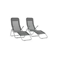 chaise longue - transat vente-unique.com chaises longues transat pliables 2 pices textilène anthracite 02_0011949