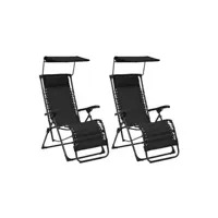 chaise longue - transat vente-unique.com lot de deux chaises pliables de terrasse textilène noir 02_0011986