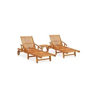 chaise longue - transat vente-unique.com ensemble de 2 chaises longues avec table bois d'acacia massif 02_0011992