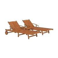 chaise longue - transat vente-unique.com ensemble de chaises longues 2 pièces et table bois d'acacia massif 02_0011993