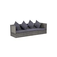 chaise longue - transat vente-unique.com lit de jardin gris 200 x 60 cm résine tressée 02_0012002