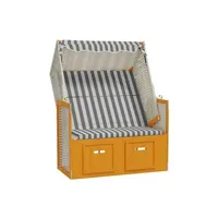 chaise longue - transat vente-unique.com strandkorb avec auvent résine tressée et bois solide blanc gris 02_0012167