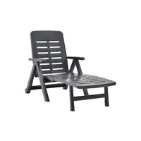 chaise longue - transat vente-unique.com transat chaise longue bain de soleil lit de jardin terrasse meuble d'extérieur pliable plastique anthracite 02_0012879